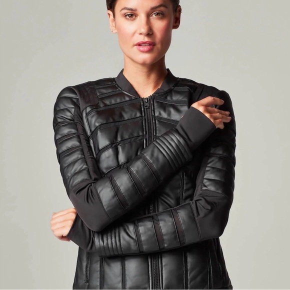 NWT! blanc noir Black Quilted Leather Jacket - Picture 15 of 15